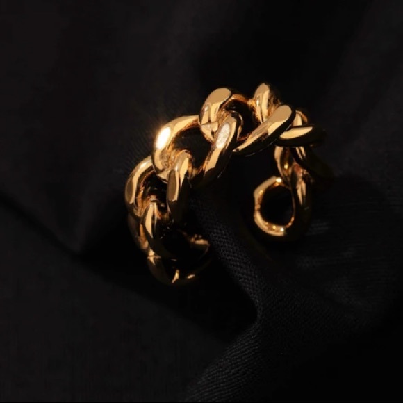 18K gold plated chunky chain ring - Picture 4 of 7